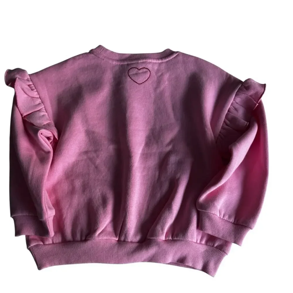 Old Navy Toddler Girl Pink Minnie Ruffle Sweatshirt Sz 3T